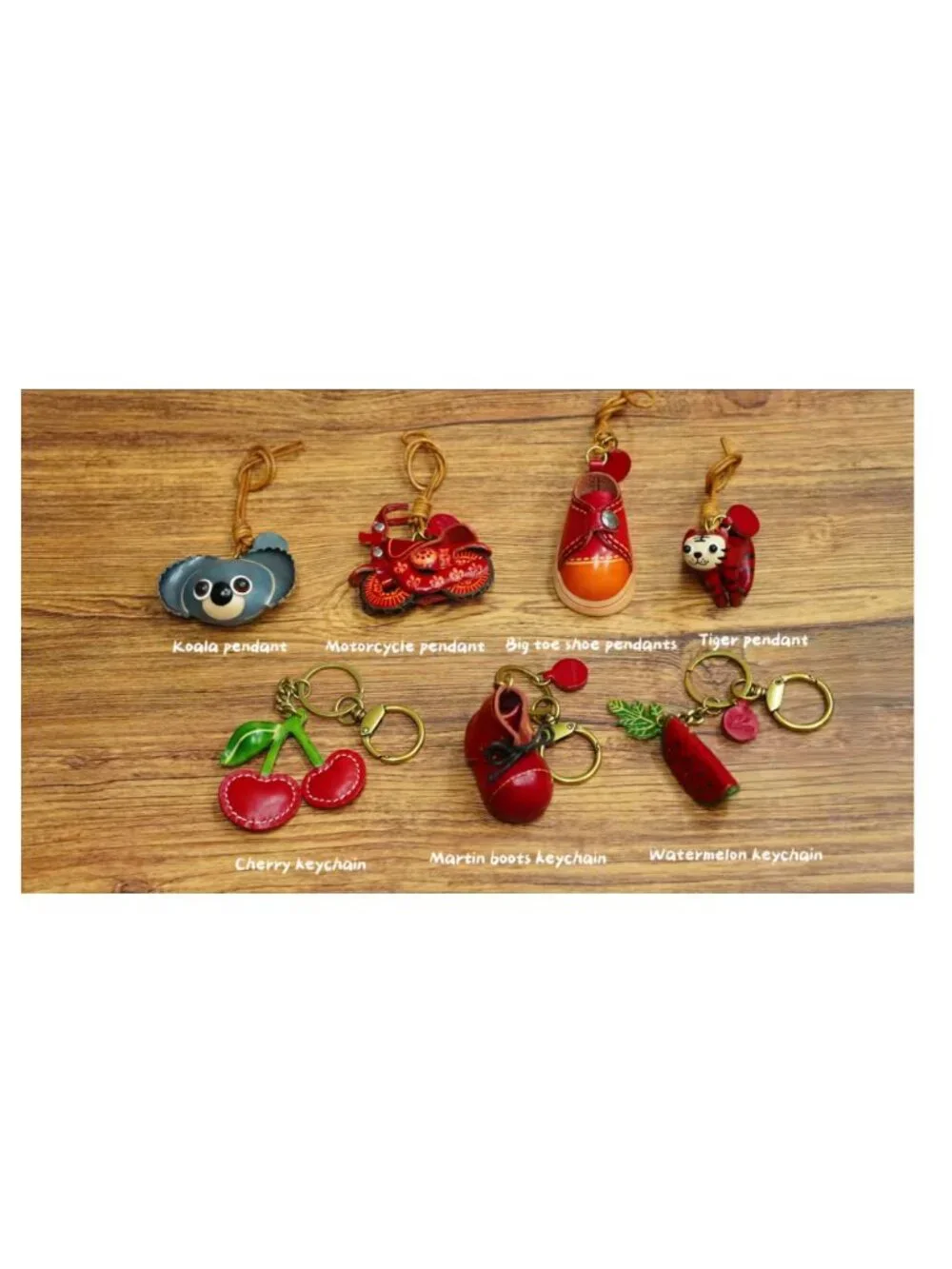 Genuine Leather Cat Keychain Handmade Pendant Charm